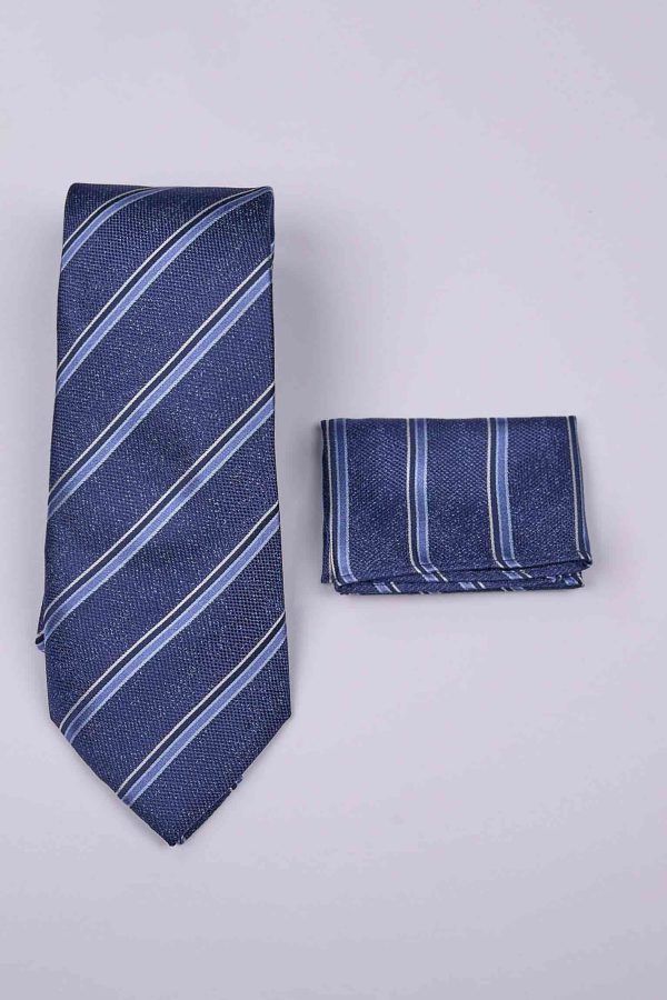 Cravatta e pochette in seta - codice BF-03 - colore blu-celeste